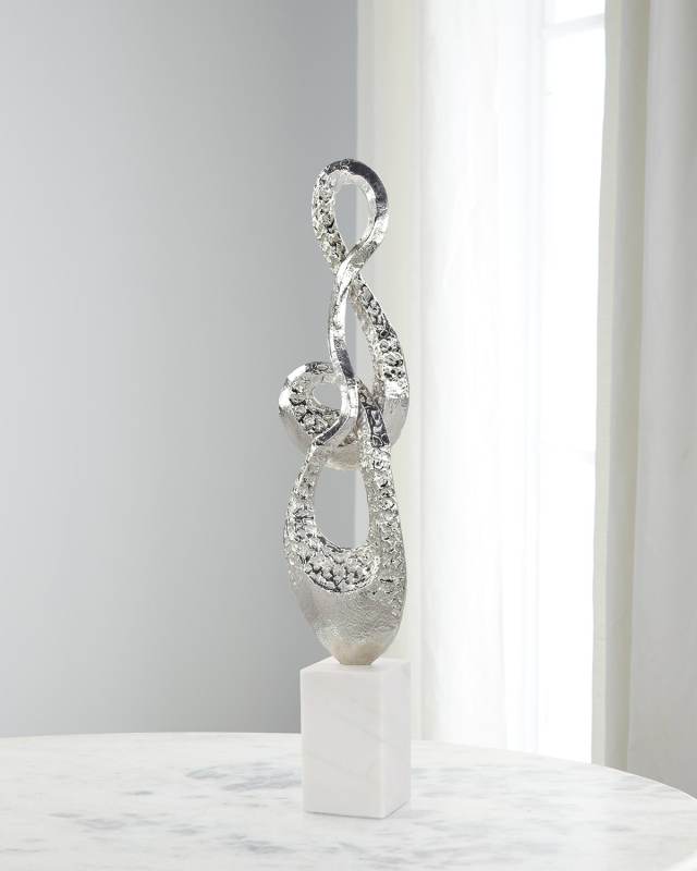 Coiled Metal Sculpture on Marble Base